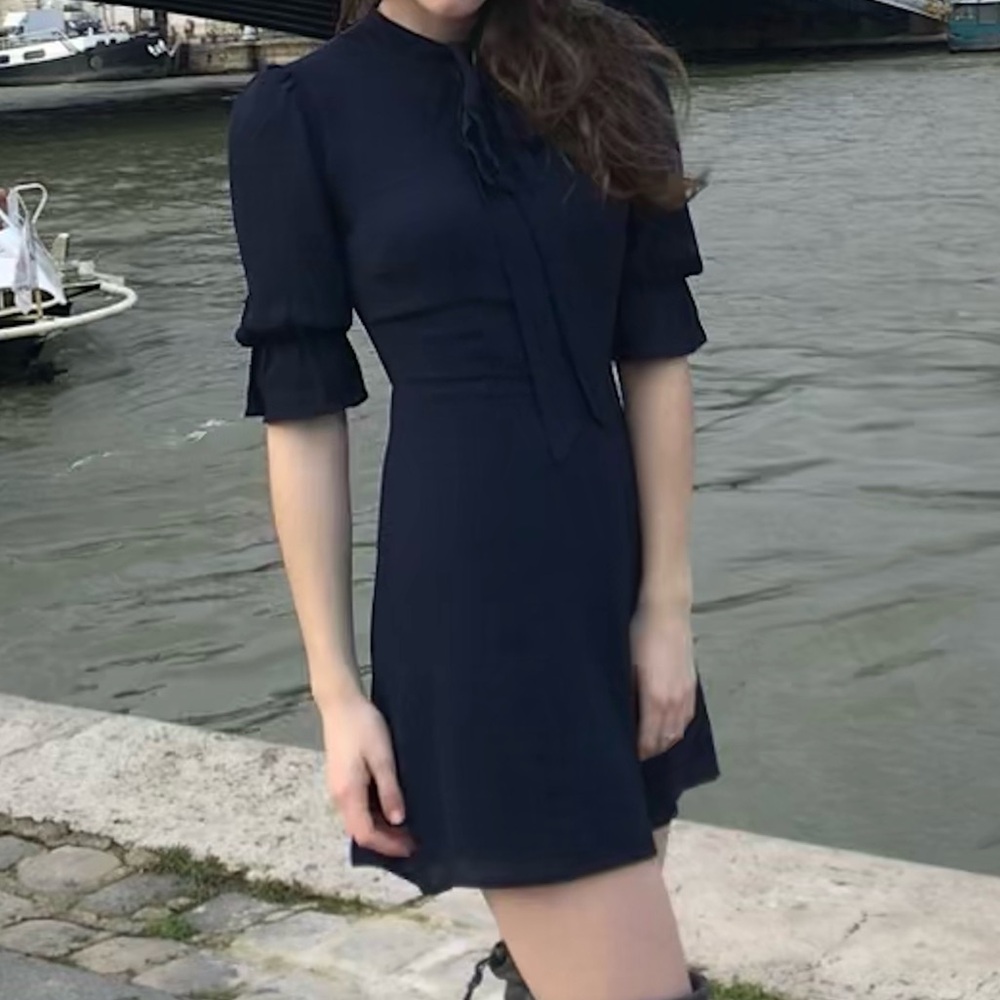 Reformation Elegant Navy Blue Dress